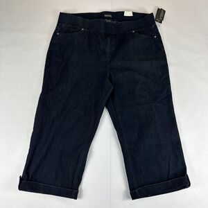 Avenue Denim Ultimate Fit Capri Jeans Womens 16 Dark Blue Pants‎ Pull On Stretch